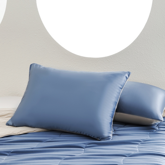 91家纺网 家纺一手货源 找家纺 恩和家纺 2025新款柔光缎冰美式凉感夏被被子被芯 布鲁蓝