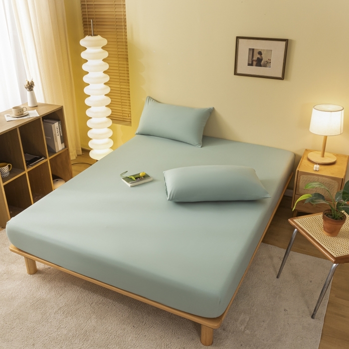 91家纺网 家纺一手货源 找家纺 梵克保罗 2025新款简约纯色亲肤磨毛床笠 墨绿