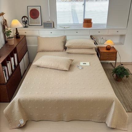 漫调家纺 2025新款繁星绗缝夏被 复古风实拍 繁星咖