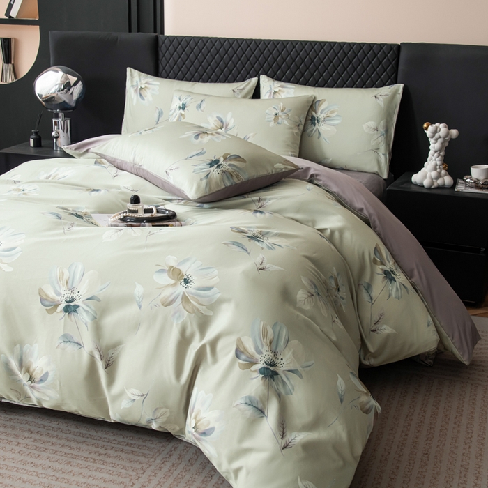 91家纺网 家纺一手货源 找家纺 氧家 2025新款60s贡缎长绒棉数码印花四件套（礼盒装） 香榭丽舍