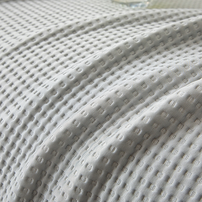 91家纺网 家纺一手货源 找家纺 沐沐家纺 2026新款冰豆豆华夫格沙发巾 灰色