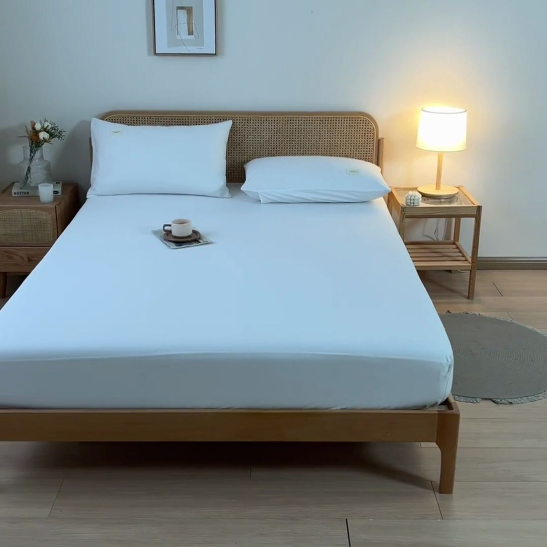 91家纺网 家纺一手货源 找家纺 梵克保罗 2025新款亲肤舒适全棉13372喷气床笠 雅典白