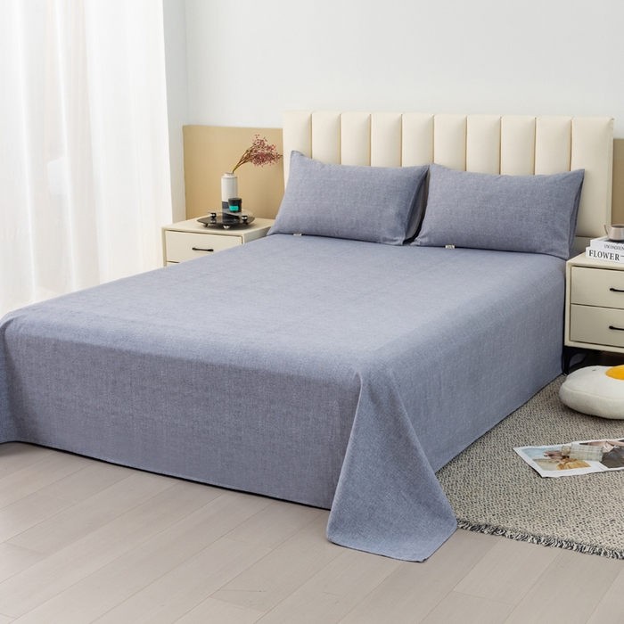 91家纺网 家纺一手货源 找家纺 2025新款老粗布床单老粗布凉席三件套系列-床单 浅灰