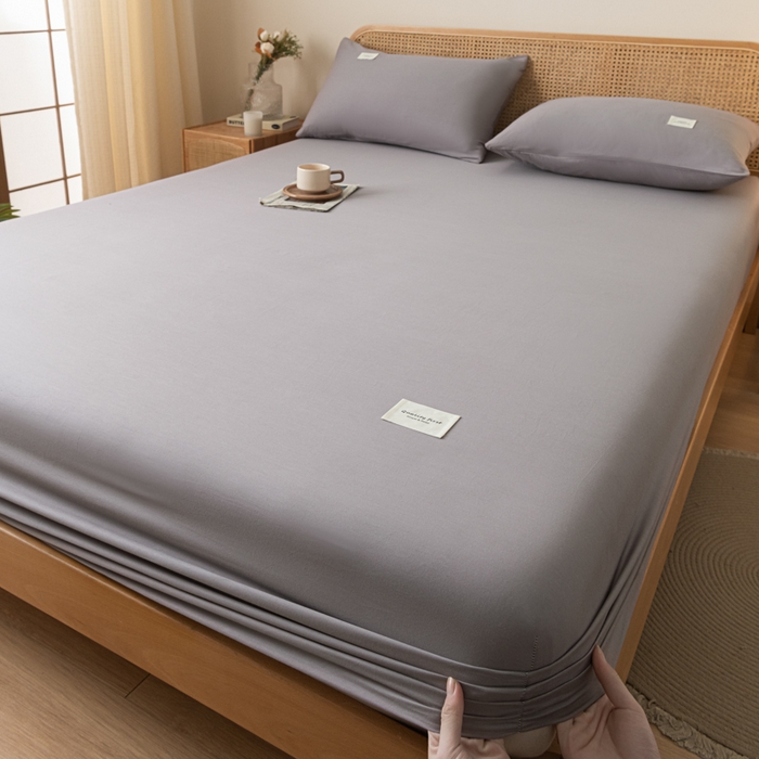 91家纺网 家纺一手货源 找家纺 梵克保罗 2025新款亲肤舒适全棉13372喷气床笠 灰色