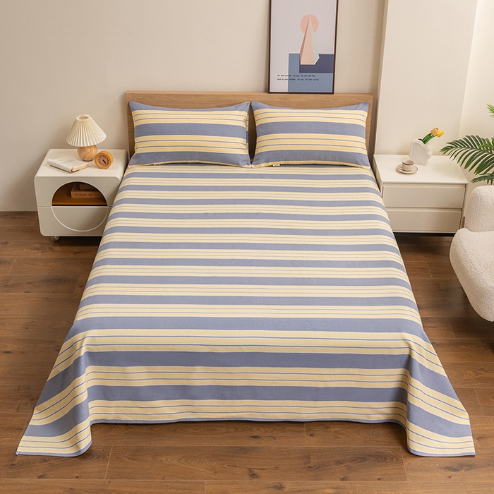 91家纺网 家纺一手货源 找家纺 2025新款老粗布床单老粗布凉席系列-凉席 暖光-黄