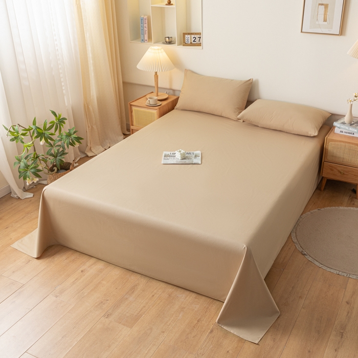 91家纺网 家纺一手货源 找家纺 梵克保罗 2025新款亲肤舒适防水纯色床单 C-卡其