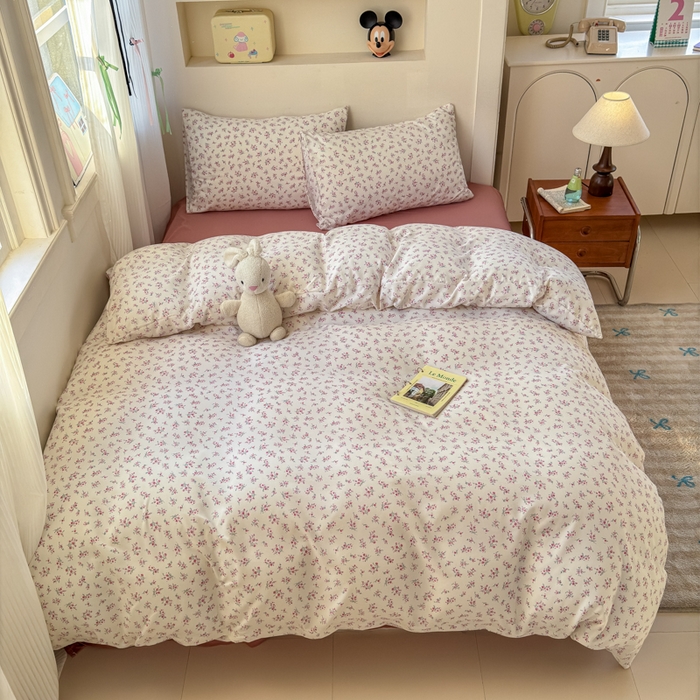 91家纺网 家纺一手货源 找家纺 冕悠家纺 2025新款热款A类高克重针织双层纱四件套系列 （提供买家秀） 花开半夏