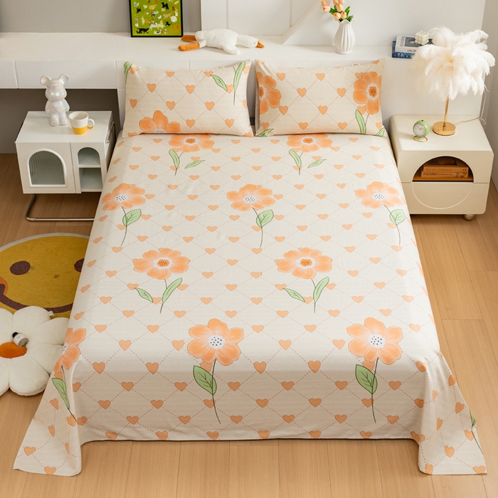 91家纺网 家纺一手货源 找家纺 2025新款老粗布床单老粗布凉席系列-凉席 爱心花朵