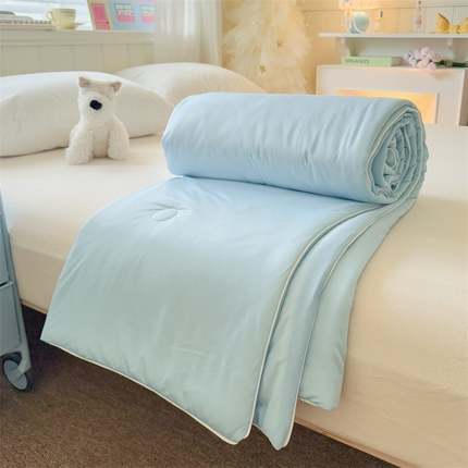 91家纺网 家纺一手货源 找家纺 （总）名兮家居2025春夏新款纯色双拼凉感丝夏凉被-场景二