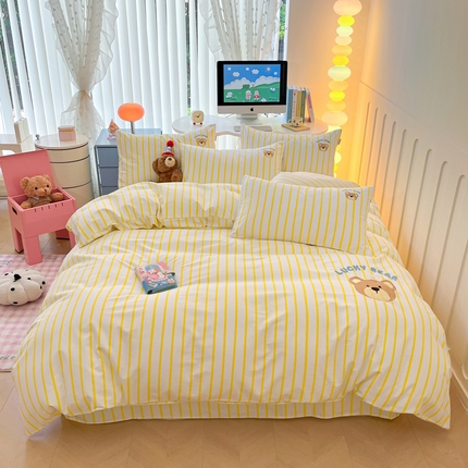 91家纺网 家纺一手货源 找家纺 （总）雅居纺家纺 2025新款全棉老粗布绣花四件套单被套