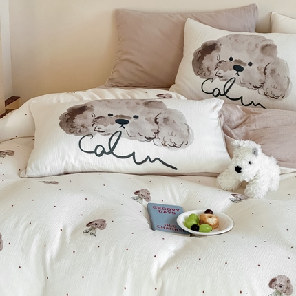 91家纺网 家纺一手货源 找家纺 （总）卡巴伦家纺 2025新款全棉皱皱纱大版卡通数码印花款四件套二