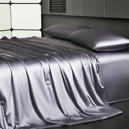 雯豆家纺 2025夏季新品锦纶+氨纶高档冰丝凉感夏被空调被7A抗菌薄被芯 冰芙绸夏被-暮辰灰