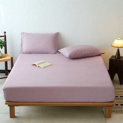 91家纺网 家纺一手货源 找家纺 （总）兰紫橙新款全棉色织全棉纯色水洗棉床笠		 		