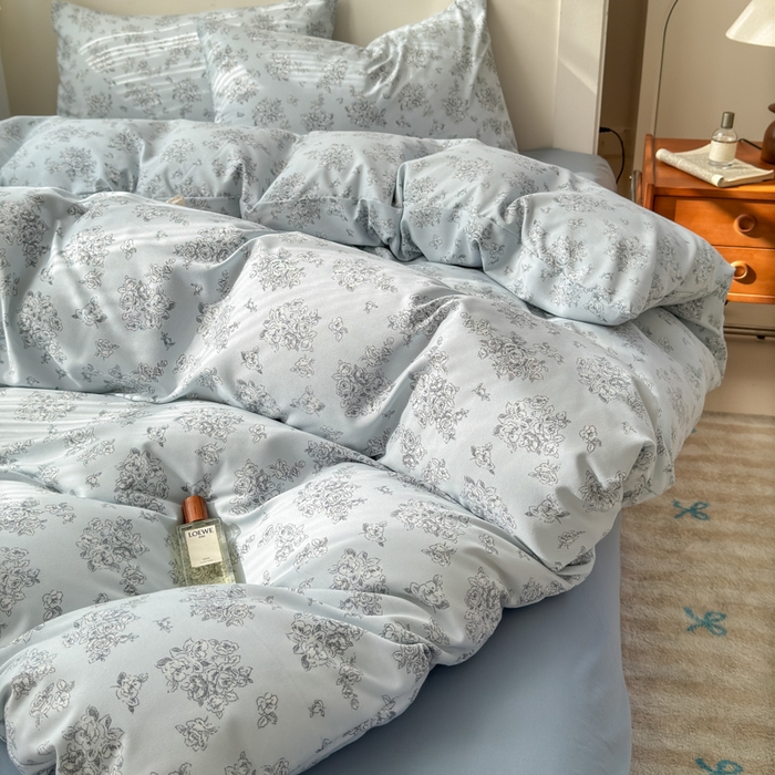 91家纺网 家纺一手货源 找家纺 冕悠家纺 2025新款热款A类高克重针织双层纱四件套系列 （提供买家秀） 遇见四月