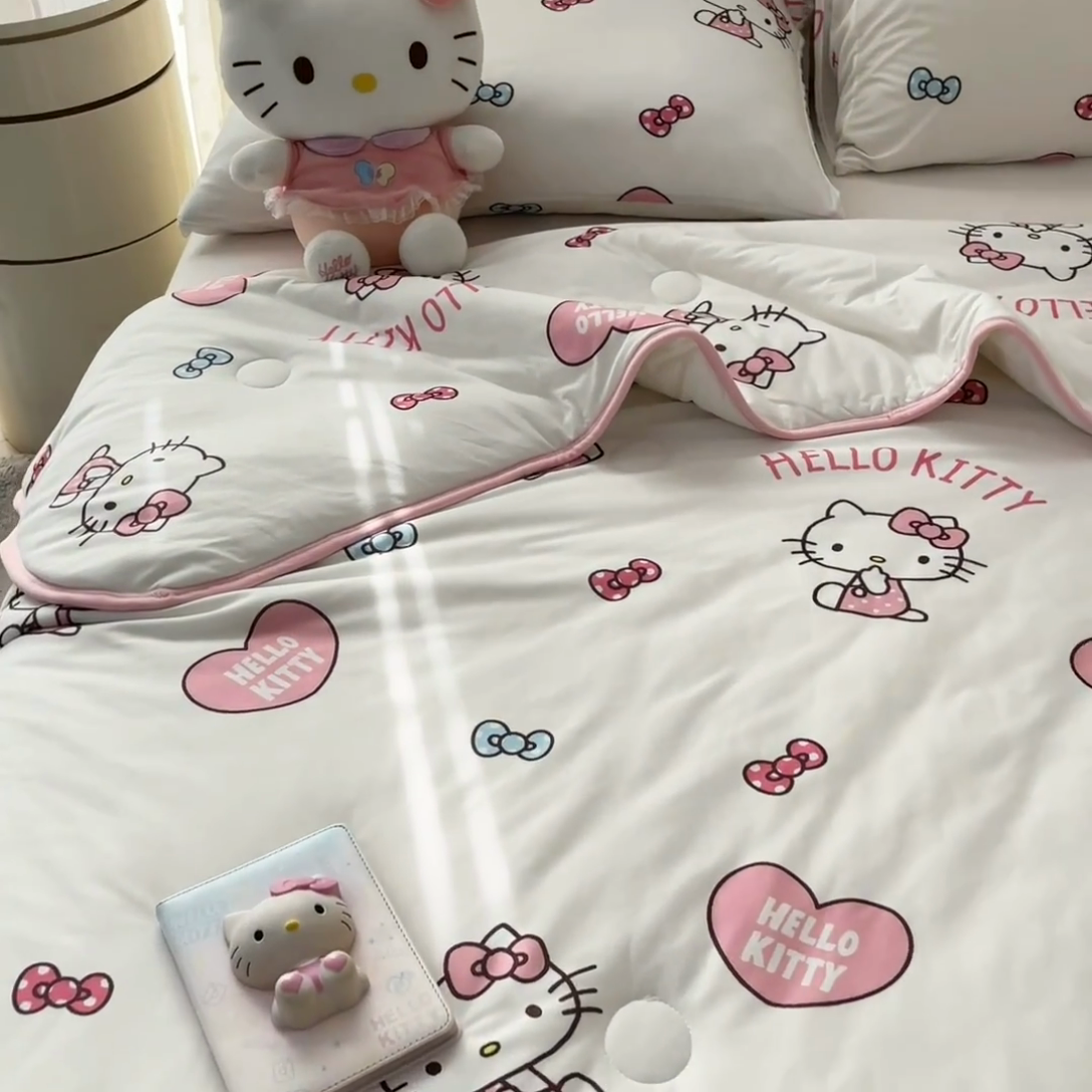 91家纺网 家纺一手货源 找家纺 暮思家居 2025新款正版授权三丽鸥A类牛奶针织棉夏被子被芯 针织棉-公主KT