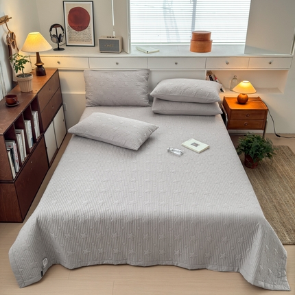 漫调家纺 2025新款繁星绗缝夏被 复古风实拍 繁星灰