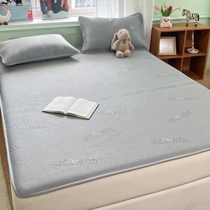 莱米家纺 2025新款冰感凉豆豆凉席床笠款 字母蝴蝶结—灰