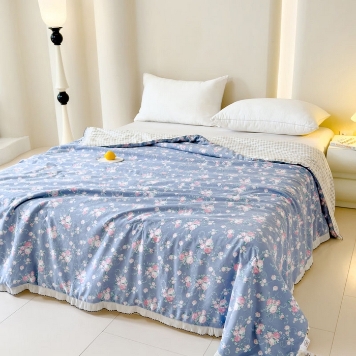 91家纺网 家纺一手货源 找家纺 眠多宝 2026新款亲肤舒适水洗棉花边夏被 浮梦