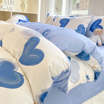 念家居 2025新款直播爆款三件套印花小清新13070全棉四件套 怦然心动