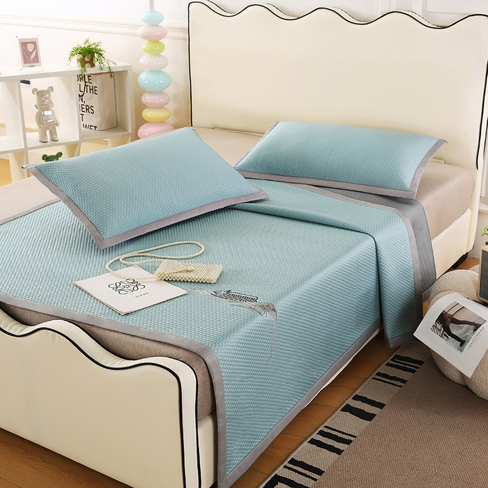 91家纺网 家纺一手货源 找家纺 四川牛皮席 2025新款凉感丝凉豆豆席三件套 1