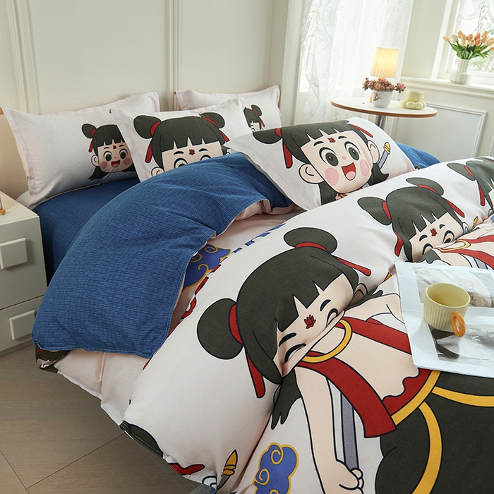 91家纺网 家纺一手货源 找家纺 爱诗诺2025加厚生态棉磨毛四件套高克重植物羊绒四件套大量现货少年英雄