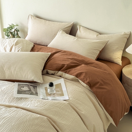 91家纺网 家纺一手货源 找家纺 （总）欣晴家纺 2025新款亲肤水洗棉简约大提花四件套