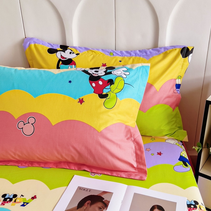 91家纺网 家纺一手货源 找家纺 2025新款全棉花边款床单 米奇