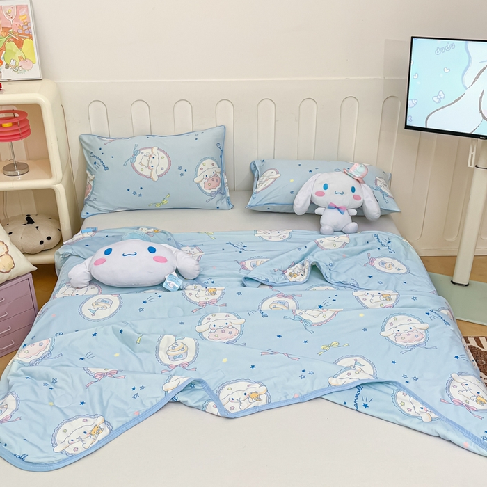 91家纺网 家纺一手货源 找家纺 暮思家居 2025新款正版授权三丽鸥A类牛奶针织棉夏被子被芯 针织棉-蓝色玉桂狗