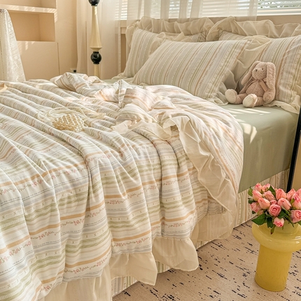 芯贝儿 2025新款提花针织水洗m双层纱夏被四件套 情书