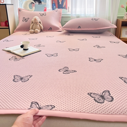 莱米家纺 2025新款冰感凉豆豆凉席 小蝴蝶—粉