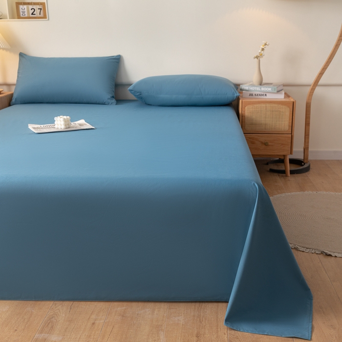 91家纺网 家纺一手货源 找家纺 梵克保罗 2025新款亲肤舒适防水纯色床单 C-宾利蓝