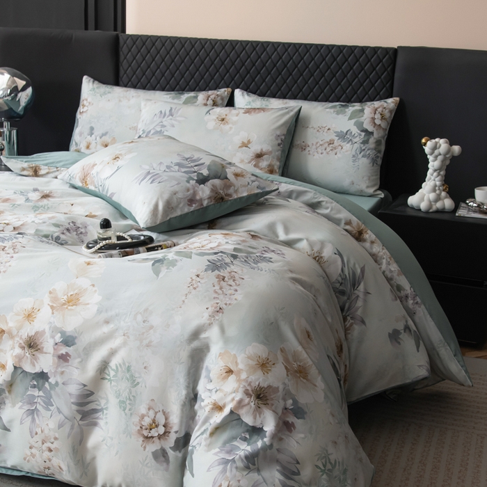 91家纺网 家纺一手货源 找家纺 氧家 2025新款60s贡缎长绒棉数码印花四件套（礼盒装） 绚雅