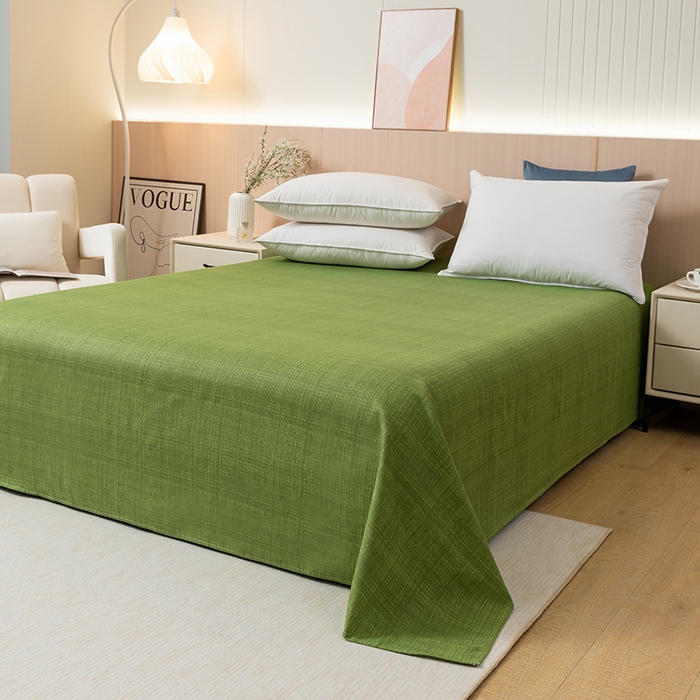 91家纺网 家纺一手货源 找家纺 2025新款老粗布床单老粗布凉席三件套系列-床单 嫩绿