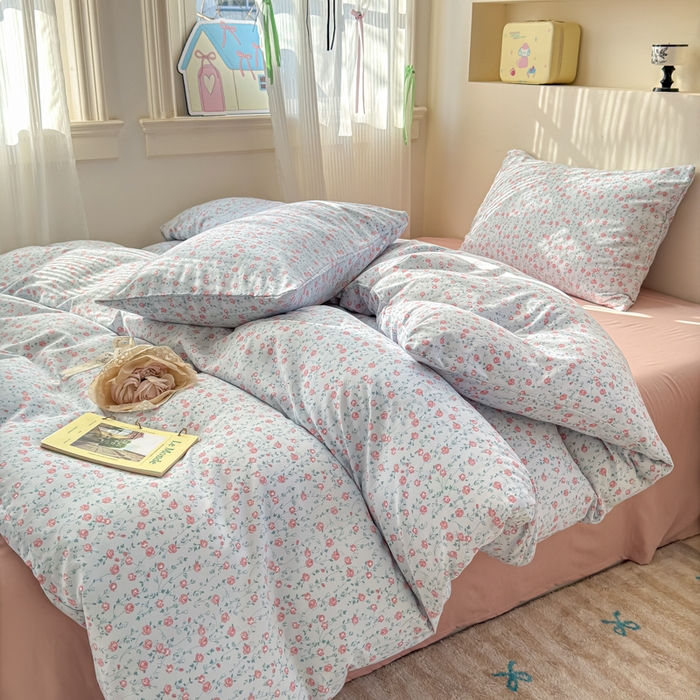 91家纺网 家纺一手货源 找家纺 冕悠家纺 2025新款热款A类高克重针织双层纱四件套系列 （提供买家秀） 馥郁玫瑰