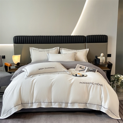 91家纺网 家纺一手货源 找家纺 （总）2025新款轻奢家简约水洗磨毛四件套-艾文