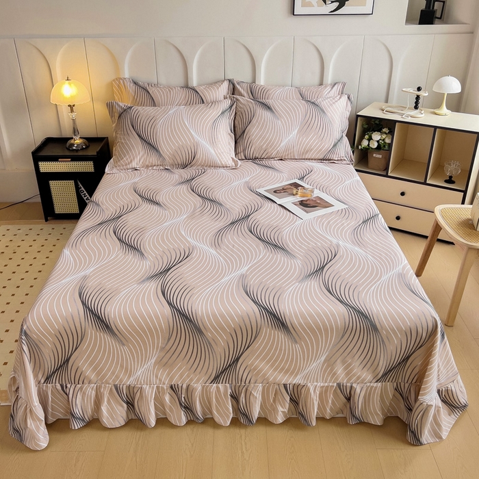 91家纺网 家纺一手货源 找家纺 2025新款全棉花边款床单 青春告白