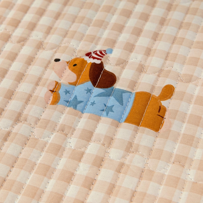 91家纺网 家纺一手货源 找家纺 情煊家纺 2025新款双面全棉夹棉床盖三件套 俏皮狗