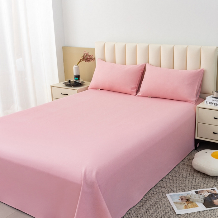 91家纺网 家纺一手货源 找家纺 2025新款老粗布床单老粗布凉席三件套系列-床单 浪漫-粉