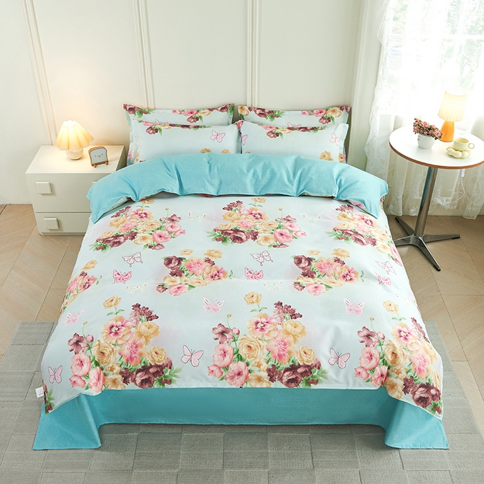 91家纺网 家纺一手货源 找家纺 爱诗诺2025加厚生态棉磨毛四件套高克重植物羊绒四件套大量现货花丛倩影