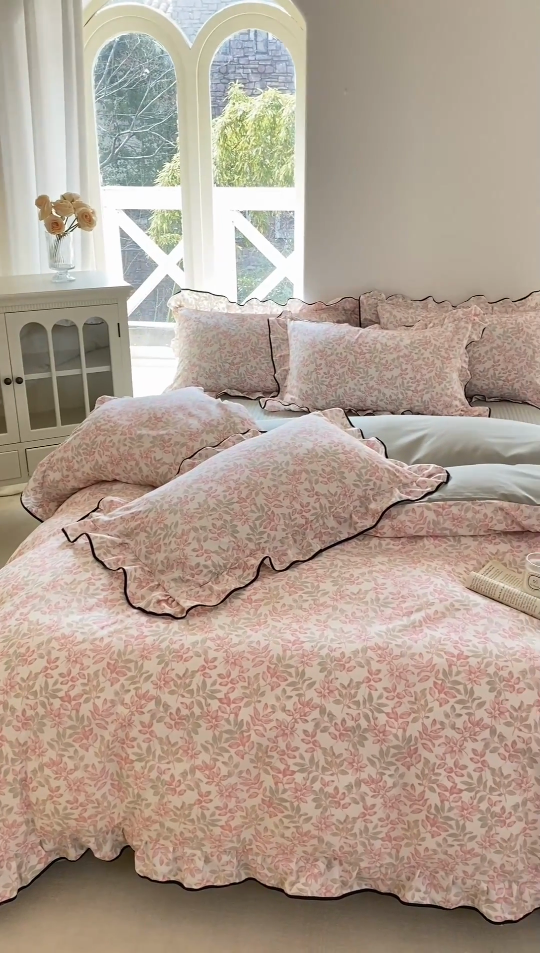 91家纺网 家纺一手货源 找家纺 仟网汇 2025新款赫本针织双层纱床盖四件套 沐晴