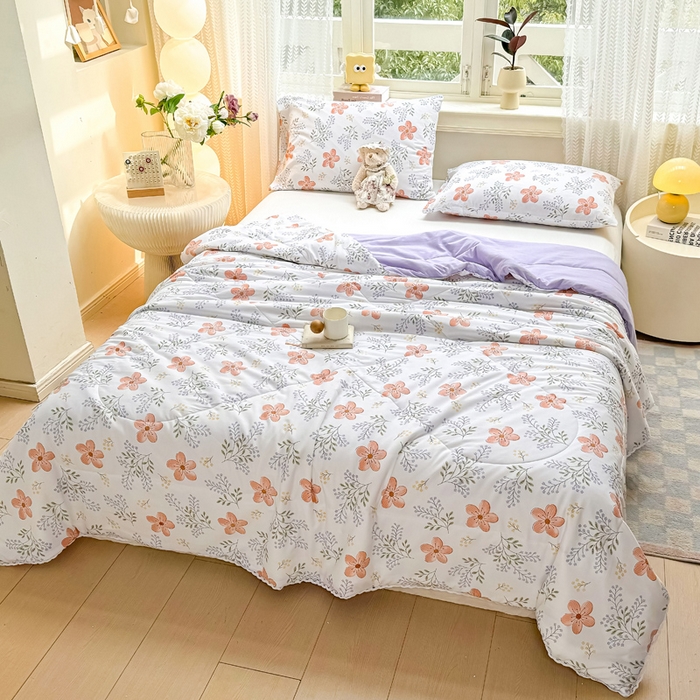 91家纺网 家纺一手货源 找家纺 穆琪 2025新款小花边印花夏被小清新夏凉被 花颜-小花边