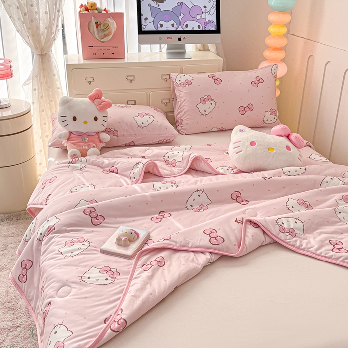 91家纺网 家纺一手货源 找家纺 暮思家居 2025新款正版授权三丽鸥A类牛奶针织棉夏被子被芯 针织棉-可爱KT