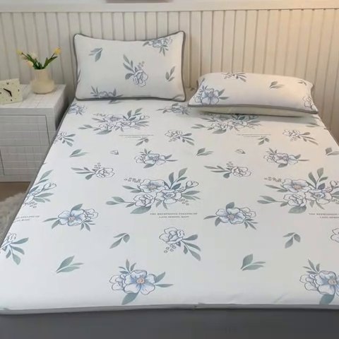 91家纺网 家纺一手货源 找家纺 卢赛尔 2025新款凉感丝提花凉席床笠款 清雅