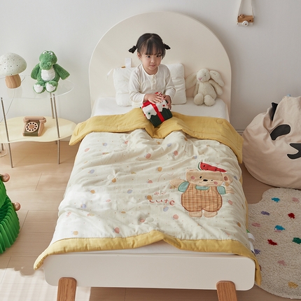 91家纺网 家纺一手货源 找家纺 （总）荷马之梦 2025新款A类全棉双层纱贴布绣大豆儿童夏被轻芯系列