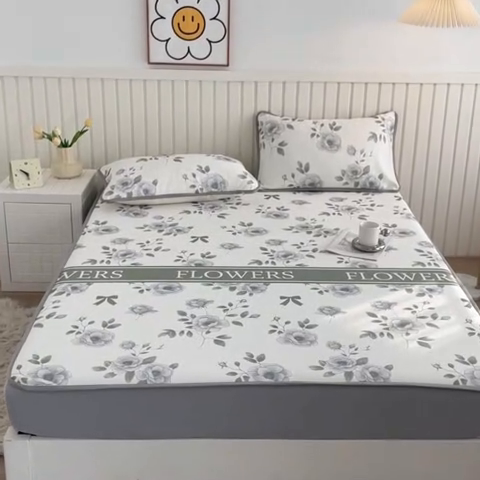 91家纺网 家纺一手货源 找家纺 （总）卢赛尔 2025新款凉感丝提花凉席床笠款