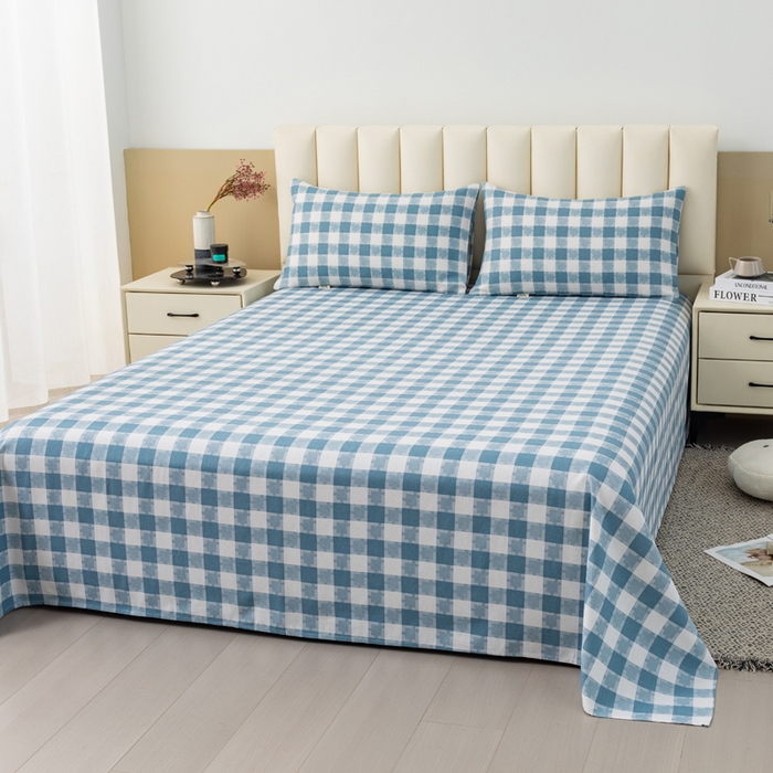 91家纺网 家纺一手货源 找家纺 2025新款老粗布床单老粗布凉席系列-凉席 月白-蓝