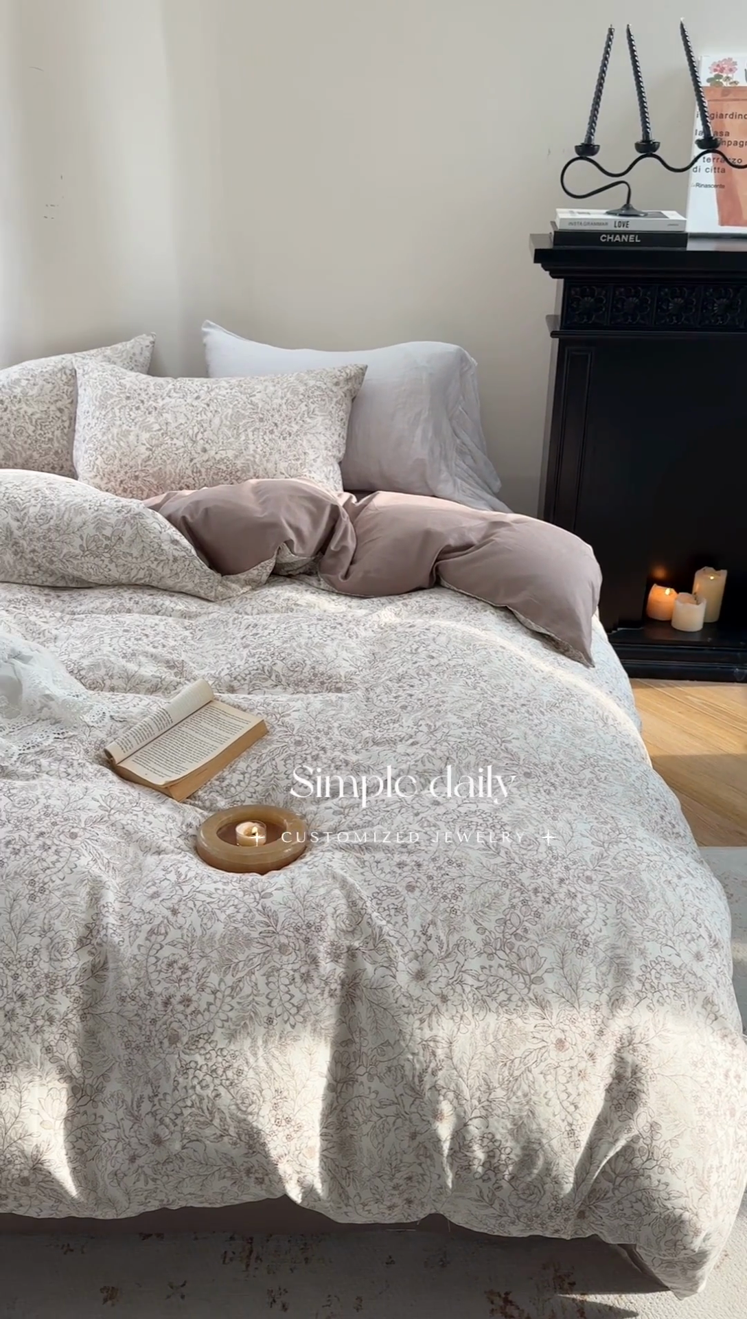 91家纺网 家纺一手货源 找家纺 时年家纺 2025新款全棉有氧双层纱四件套-碎花系列 月满西楼