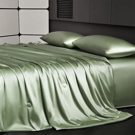 雯豆家纺 2025夏季新品锦纶+氨纶高档冰丝凉感夏被空调被7A抗菌薄被芯 冰芙绸夏被-橄榄绿
