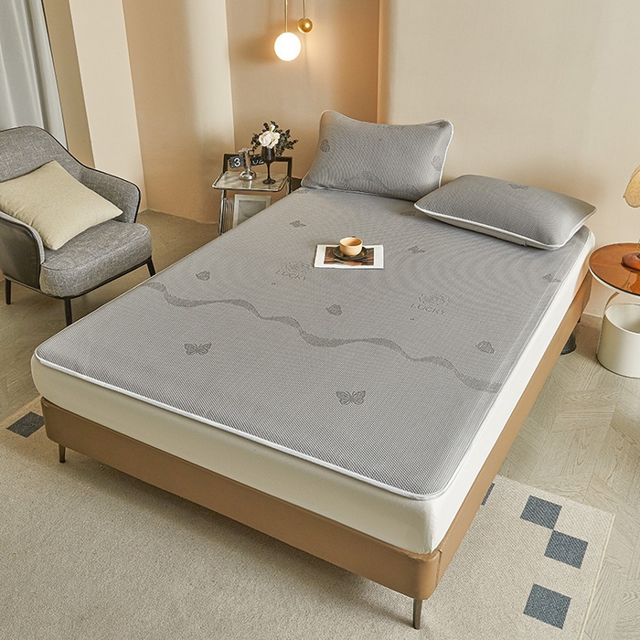 91家纺网 家纺一手货源 找家纺 柔品2025新款PE中分子凉感提花凉席系列 蝶舞-床席款