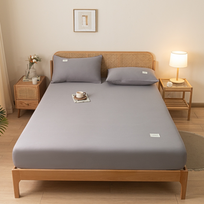 91家纺网 家纺一手货源 找家纺 梵克保罗 2025新款亲肤舒适全棉13372喷气纯色单枕套 灰色